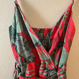 Tropical print ruffle wrap mini dress, NWOT